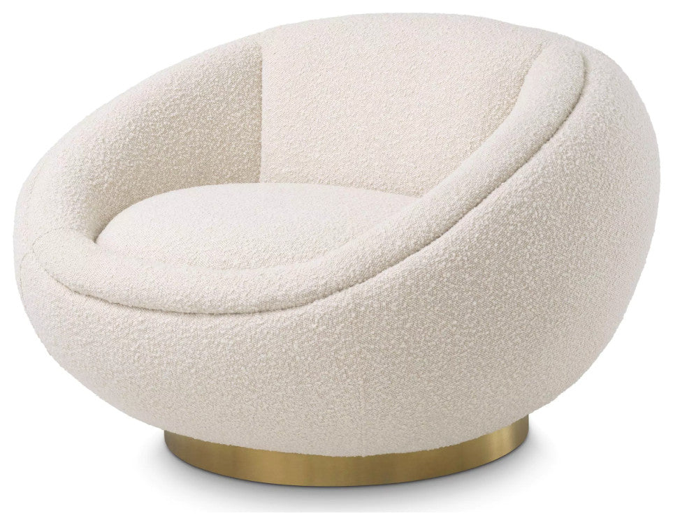 Round Cream BouclâˆšÂ© Swivel Chair | Eichholtz Bollinger