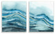 Abstract Blue Wave Seascape Tranquil Ocean Pattern, 2pc, each 13 x 19