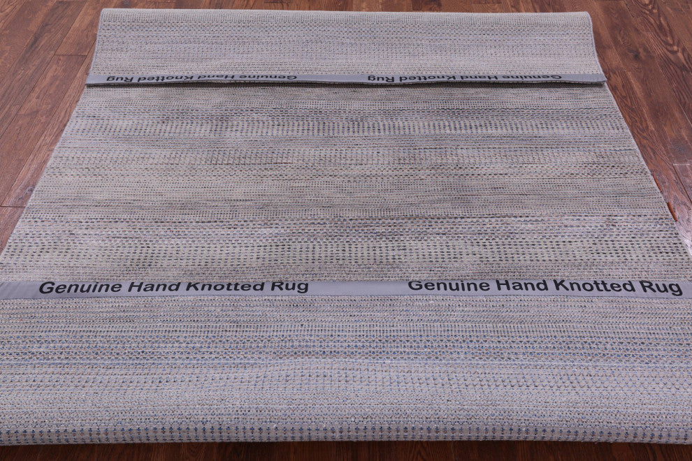 6' 2" X 8' 11" Wool and Silk Handmade Savannah Grass Rug Q11924
