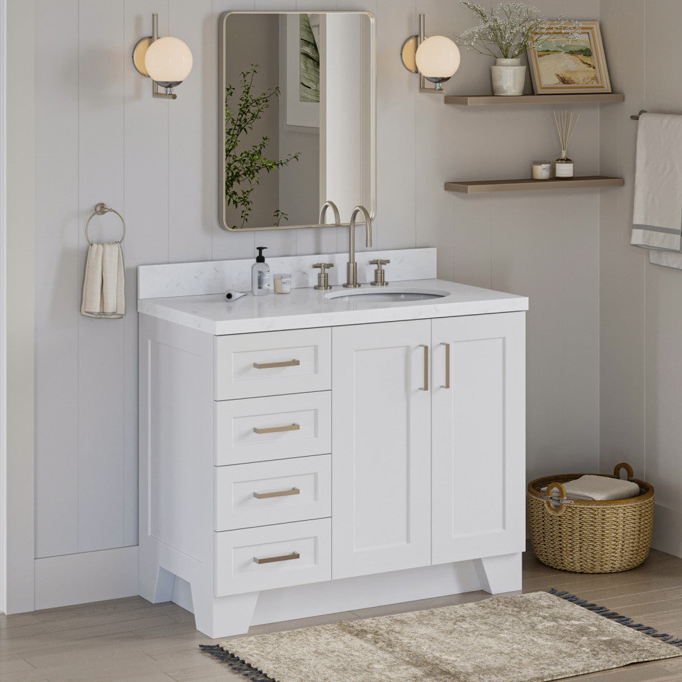 Ariel Taylor 42" Right Offset Single Oval Sink Bathroom Vanity