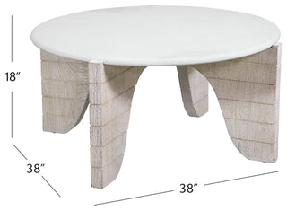 Bali Round Cocktail Table - Mango Wood - White Wash