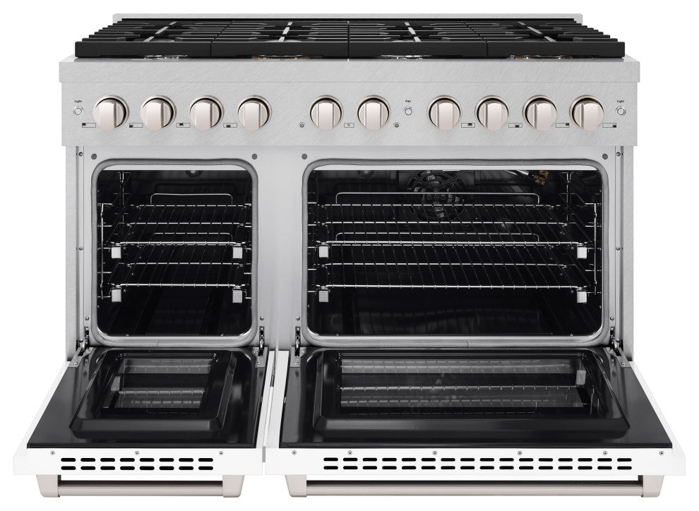 ZLINE 48" Gas Range, DuraSnow Steel With White Matte SGRS-WM-48