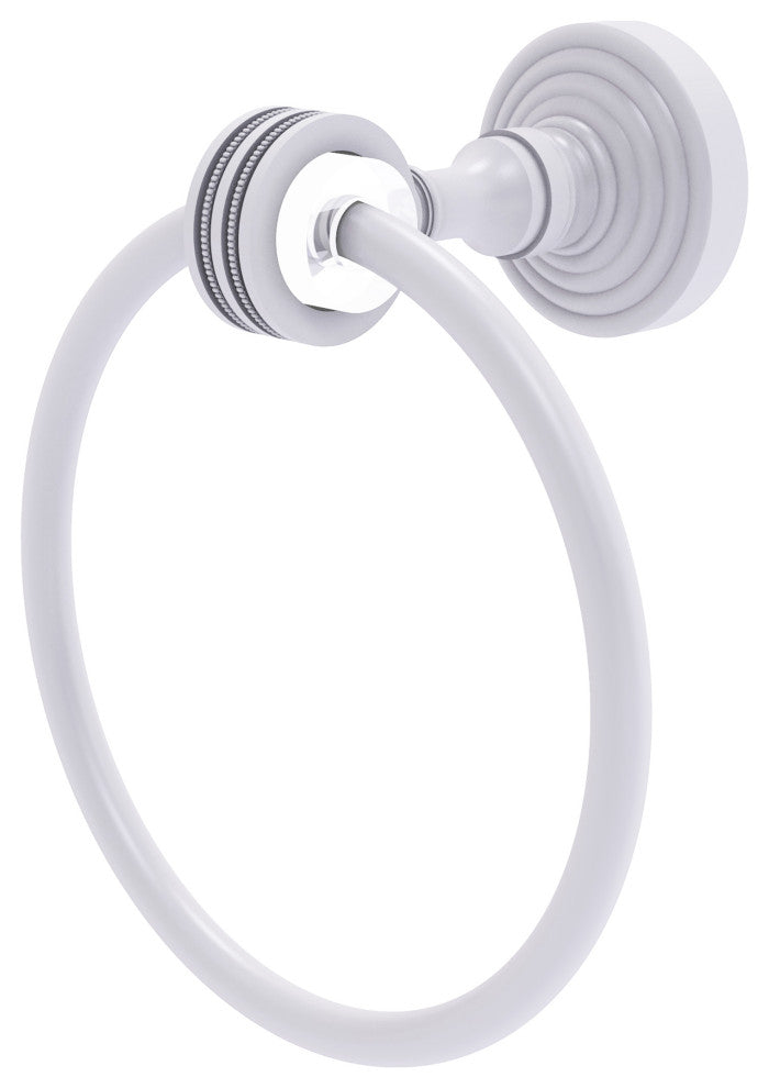 Pacific Grove Towel Ring with Dotted Accents, Matte White