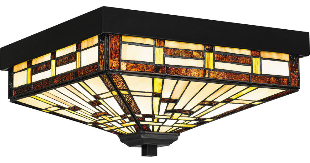 Quoizel TF5626MBK 2-Light Flush Mount, Tiffany