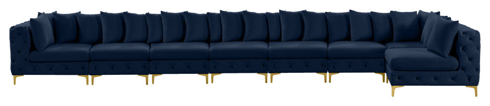Tremblay Modular Sectional, Navy, L-Shaped, 8-Piece: Armless (6), Corner (2)