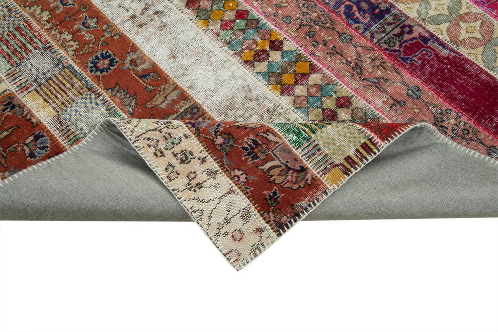 Rug N Carpet - Handwoven Anatolian 6' 8" x 10' 1" Wool Patchwork Area Rug
