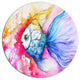 Blue Fish On Red Background, Animal Disc Metal Wall Art, 23"