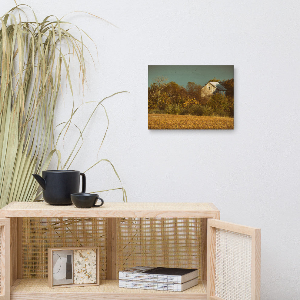 Canvas Wall Decor: Abandoned Barn - Aged Rural Landscape Photo, 12" X 16"