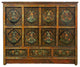 Consigned 19th Century Antique Tibetan Hand Painted Credenza Storage Cabinet