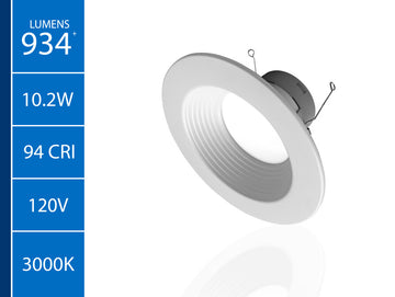 DLR566091203KWHBF-12 5/6", Recessed LED Downlight w Baffle, 12 Pack