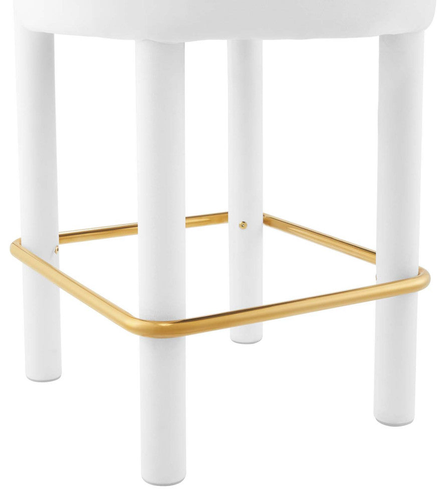 Toulouse Performance Velvet Counter Stool - White Gold