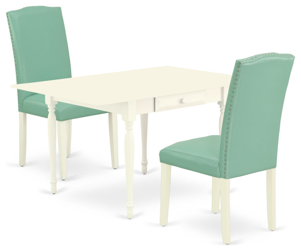 3-Piece Table Set Offers A Rectangle Table, 2 Dining Chairs-Pond Pu Le