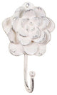 Whitewashed Cast Iron Decorative Rose Hook 7"
