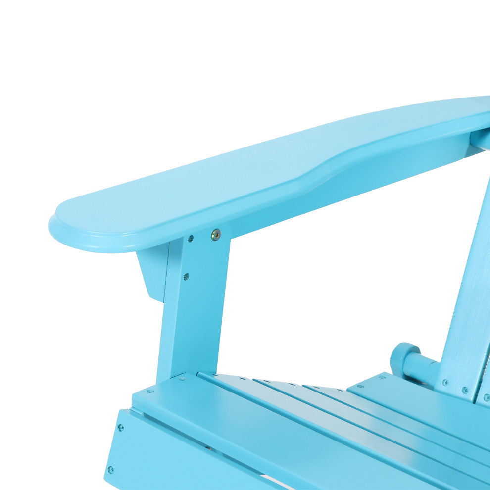 Cartagena Outdoor Acacia Wood Folding Adirondack Chair, Set of 2, Teal
