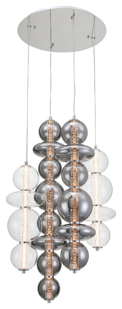 Atomo 4L 30" Chrome Mix Chandelier