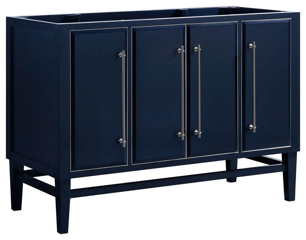 Mason 48" Vanity Only, Navy Blue With Brushed Silver Hardware
