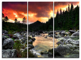 "Rocky Mountain River at Sunset" Wall Art, 3 Panels, 36"x28"