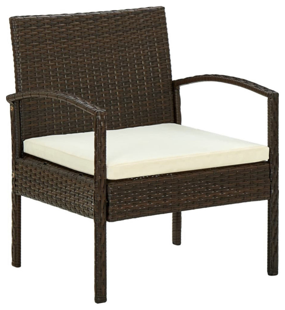 vidaXL Garden Chair With Cushion Poly Rattan Brown