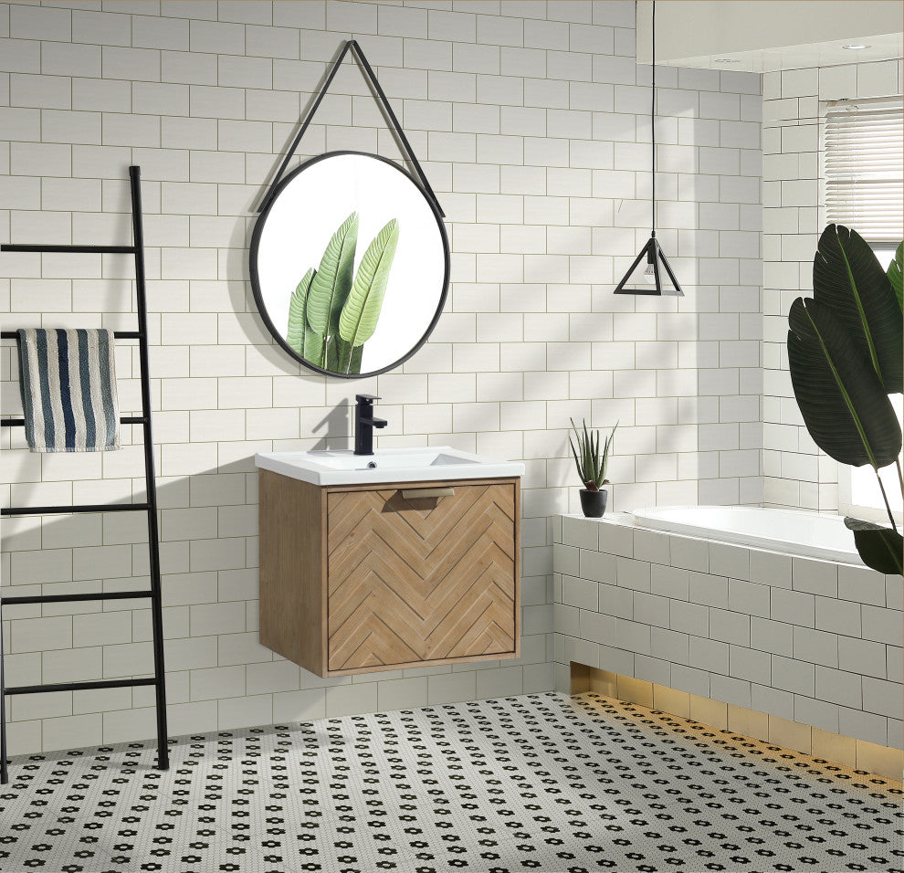 Ari Kitchen and Bath Carlsbad 24" Floating Bathroom Vanity Weathered Fi