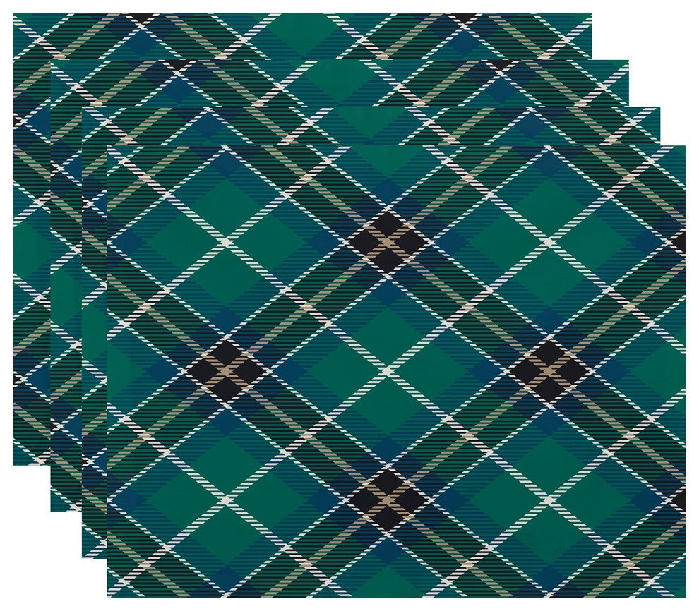 Mad for Plaid 18"x14" Navy Blue Holiday Print Placemat, Set of 4