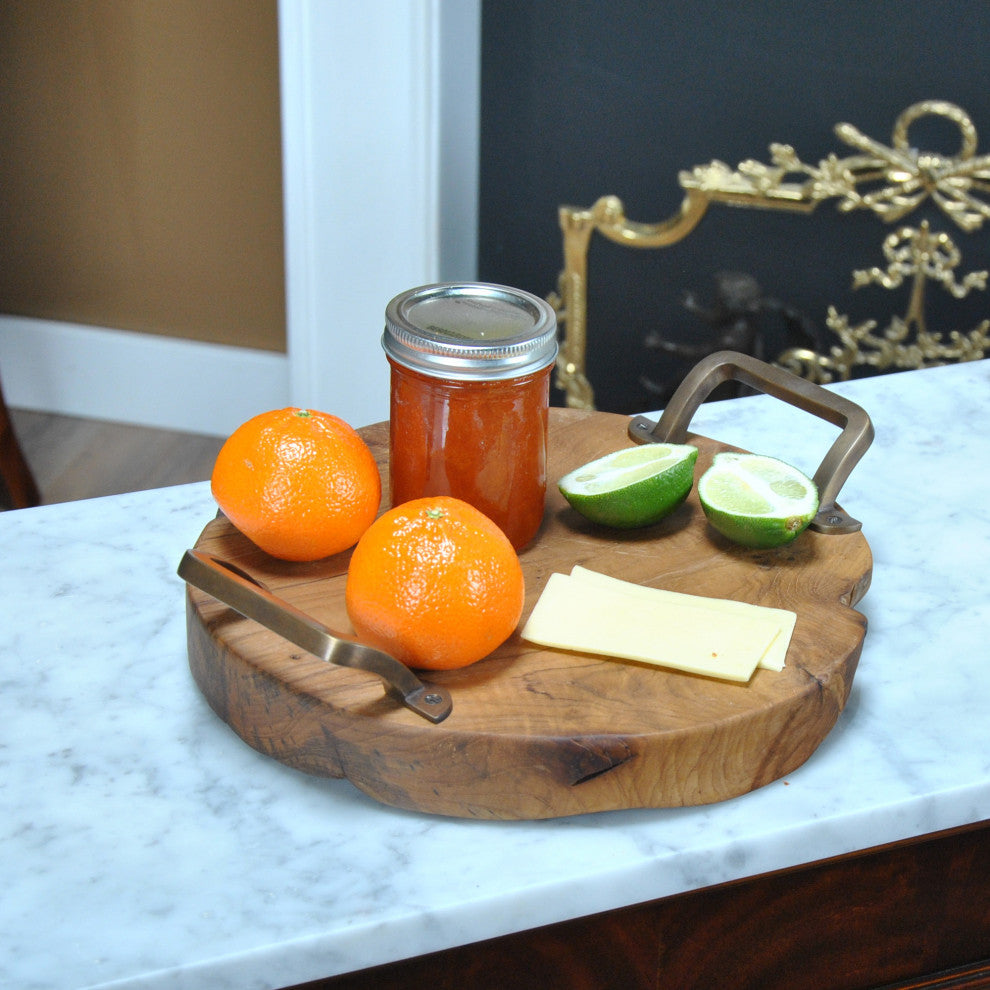 Teak Serving Platter "“ Brass Handles