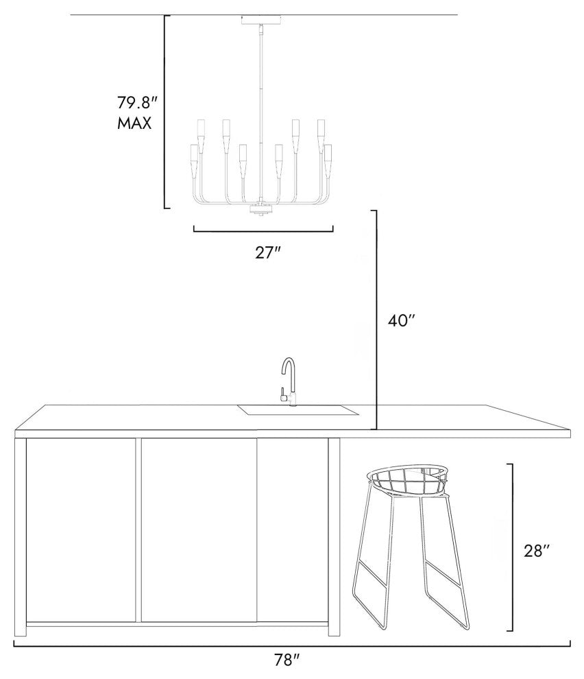 LNC 8-Light Polished Gold Candle Modern/Contemporary LED Indoor Chandelier