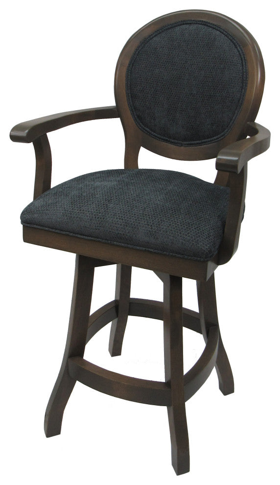 Swivel Wood Counter 26" Stool, 500, S-Base, Bella Charcoal, Rustic Pewter