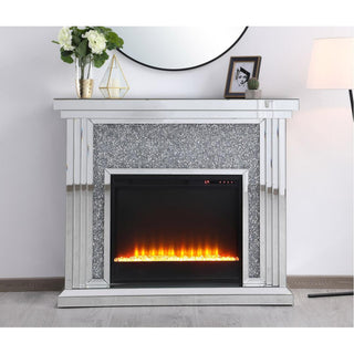 47.5" Crystal Mirrored Mantle With Crystal Insert Fireplace