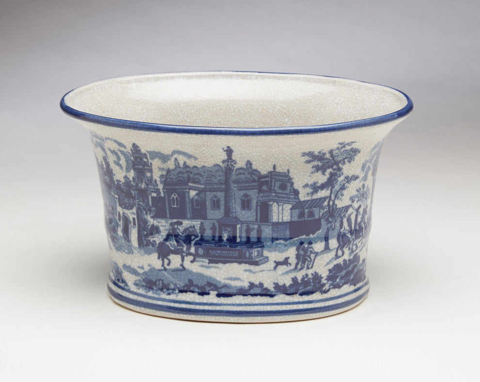 Blue and White Planter