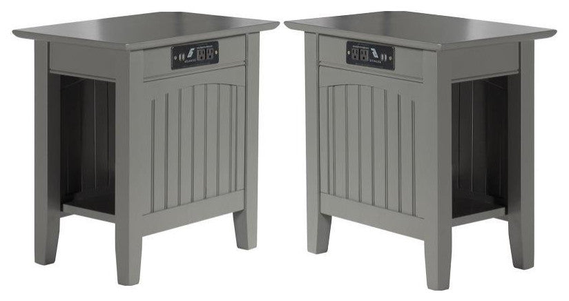 Home Square 2 Piece Nantucket Chair Side Table with Charger Set in Grey