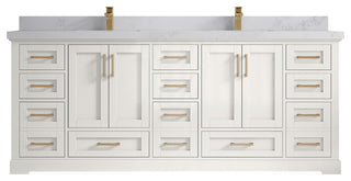 Boston 84" Double Sink Bath Vanity in Alabaster 2" Calacatta Nuvo