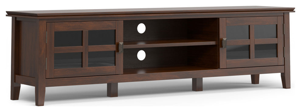 Artisan Solid Wood 72" Low TV Media Stand For TVs up to 80", Russet Brown