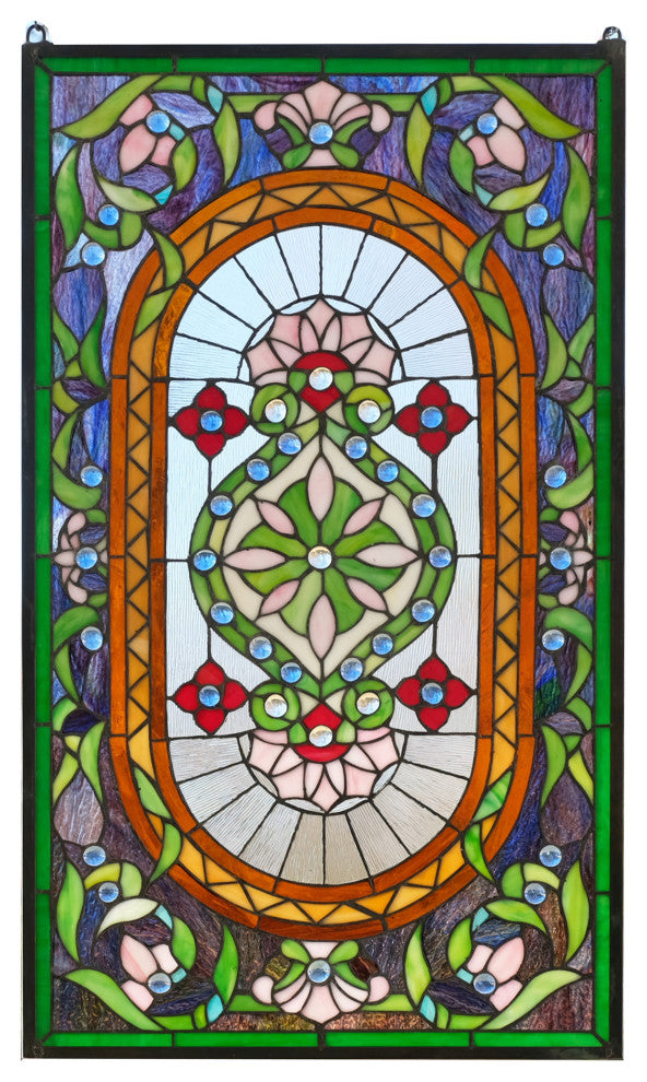 20" x 34.25" Large Handcrafted glass window panel QA154