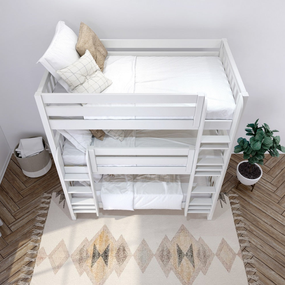 Stella White Triple Bunk Bed, Twin Size, Bunk Bed Only
