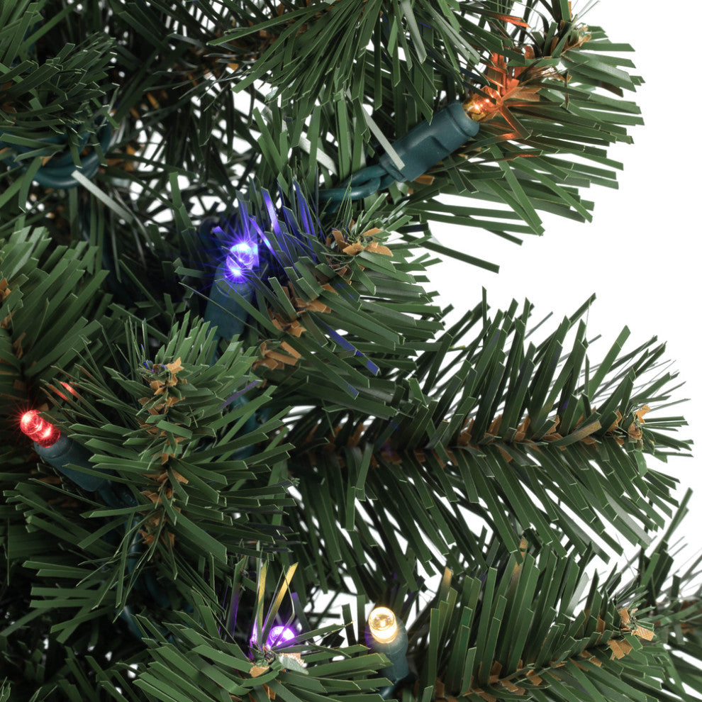 24" Oregon Fir Sq Wreath Wa 50Led Multi