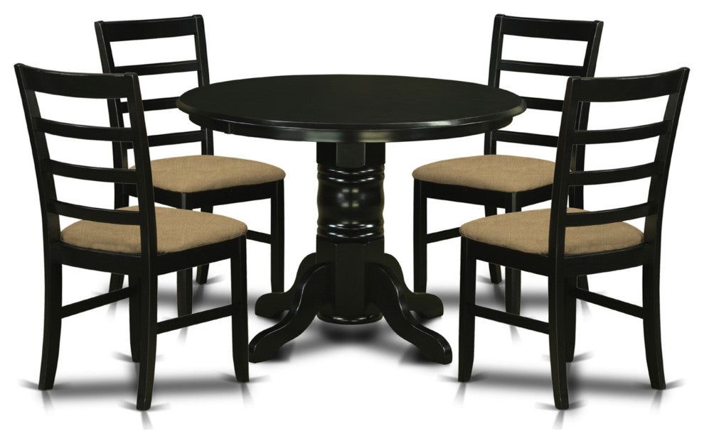 Shpf5-Blk-C 5 Pc Dining Room Set For 4-Dining Table And 4 Dining Chairs