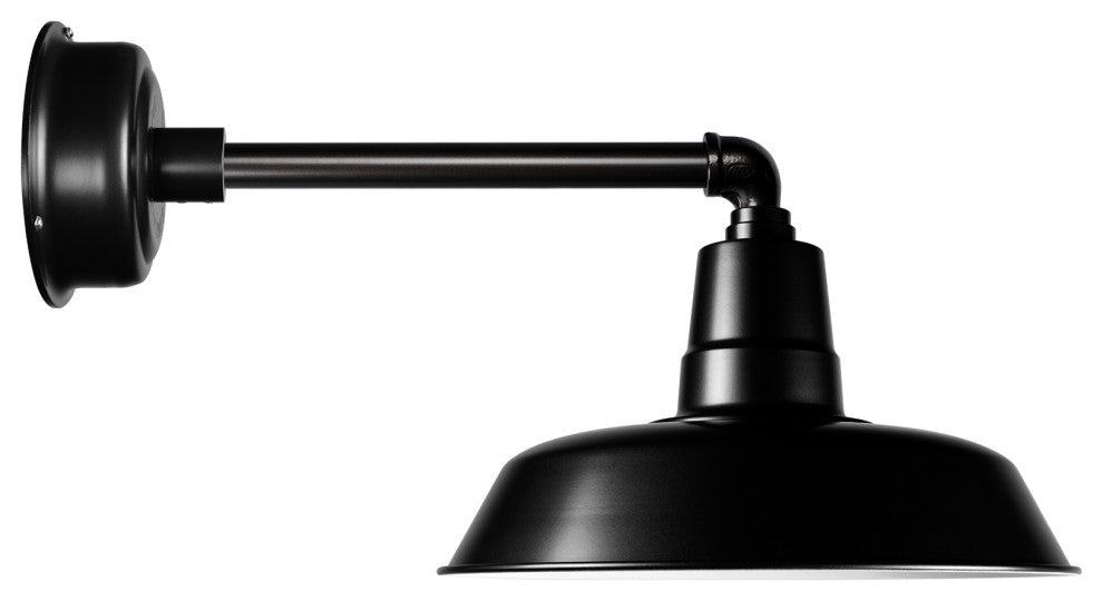 14" Vintage LED Barn Light With Metropolitan Arm, Matte Black