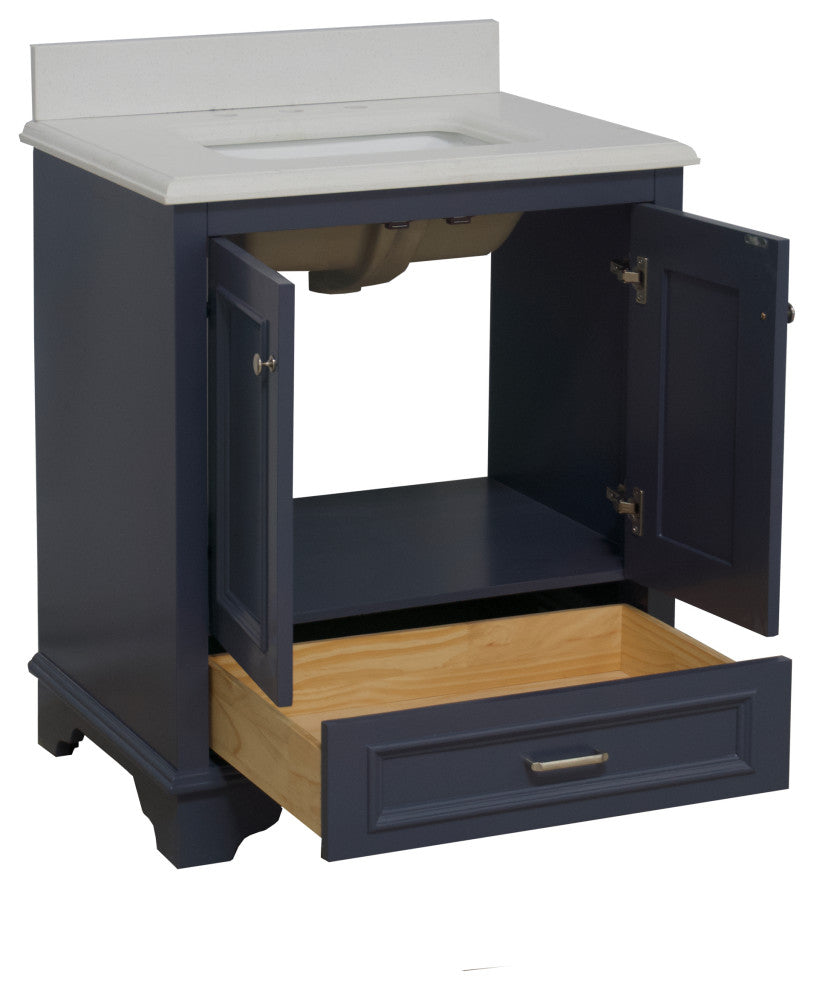 Nantucket 30" Bathroom Vanity, Marine Gray, Quartz