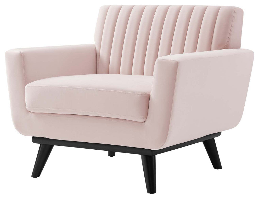 Tufted Armchair Accent Chair, Velvet, Pink, Modern, Living Lounge Hospitality
