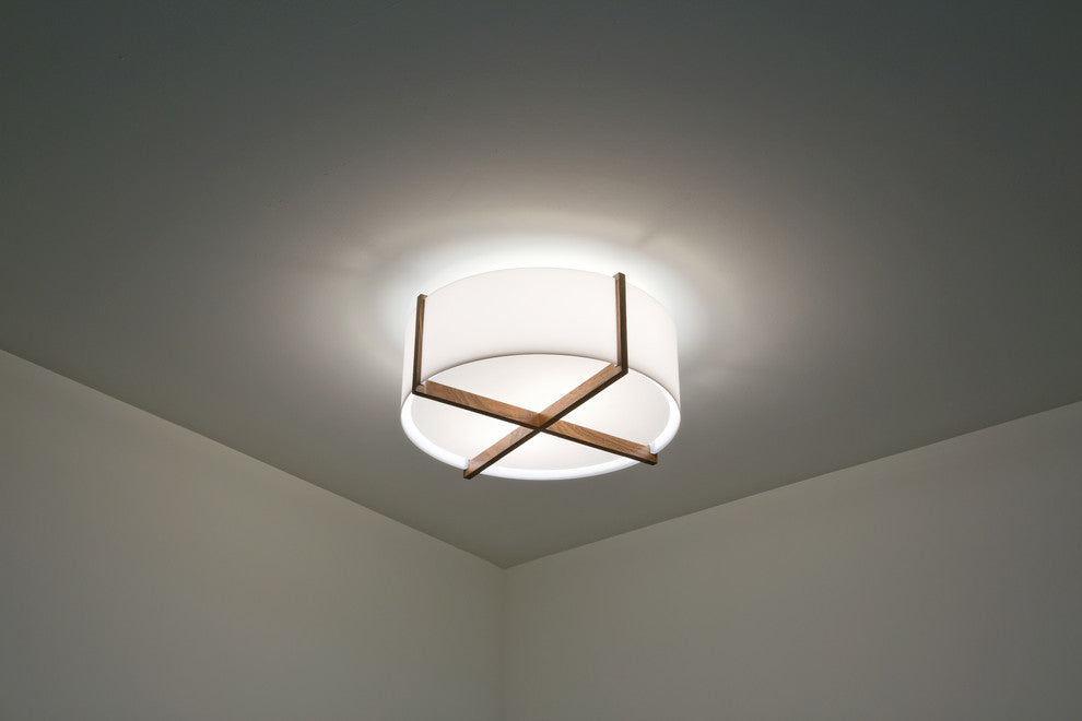 Plura - Flush Mount, Wood: Walnut, 24