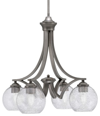 Zilo Downlight, 4 Light, Chandelier, Graphite Finish, 5.75" Smoke Bubble Glass