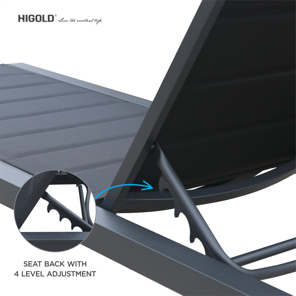 HIGOLD 6977 Emoti  Mesh Outdoor Chaise Lounge Set of 2,Aluminum