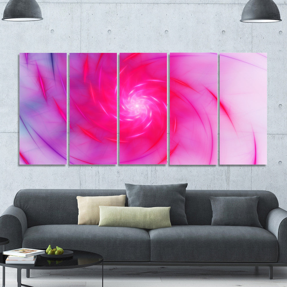 Beautiful Fractal Pink Whirlpool, Floral Canvas Art Print, 60"x28", 5 Panels