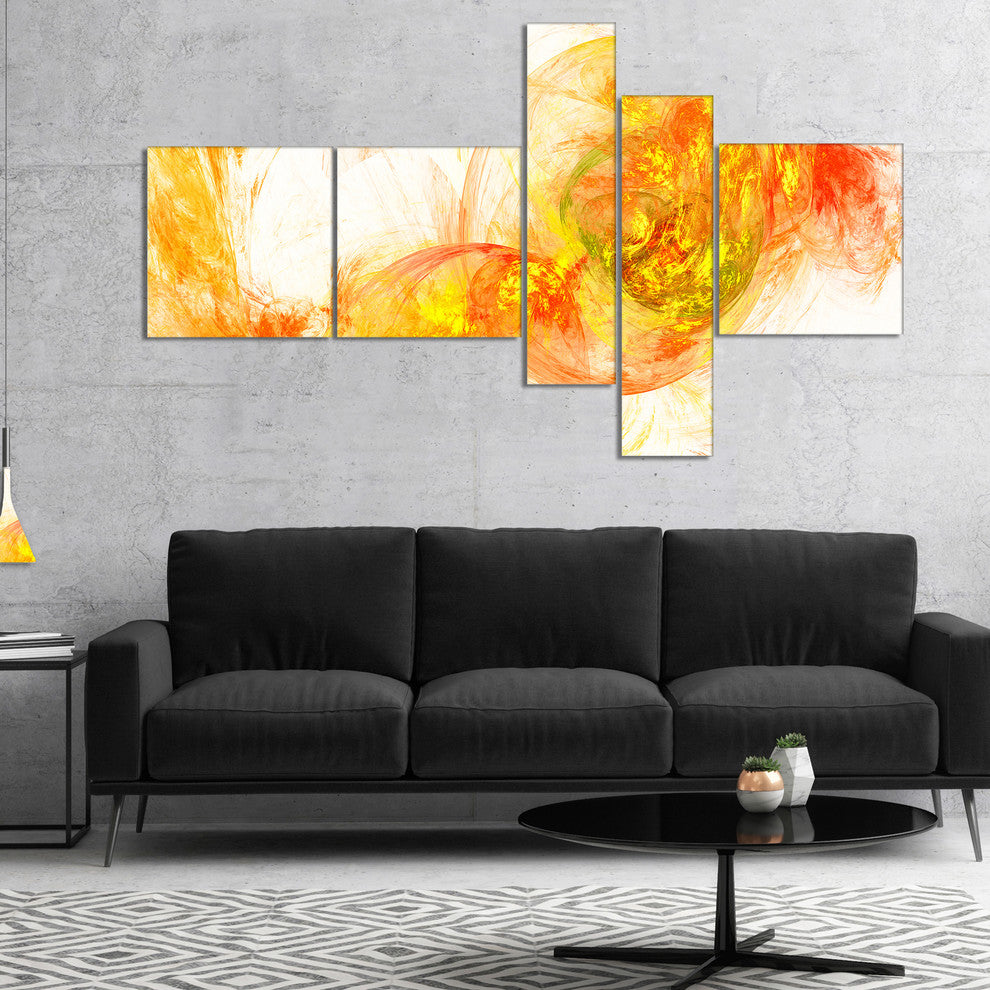 Colored Smoke Yellow, Abstract Canvas art print, 60"x32", 5 panels