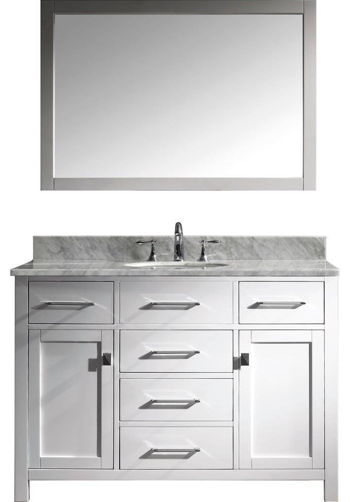 Caroline 48" Single Bathroom Vanity Set White, Marble Countertop
