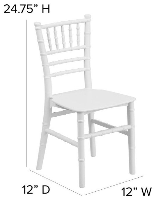 Set of 10 Kids Chair, Polycarbonate Construction With Slatted Back, Transparent, White