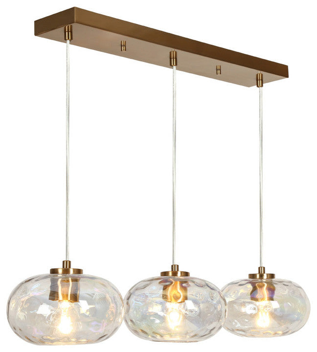 LNC Chrysaorican 3-Light Modern Iridescent Globe Glass Kitchen Island Light