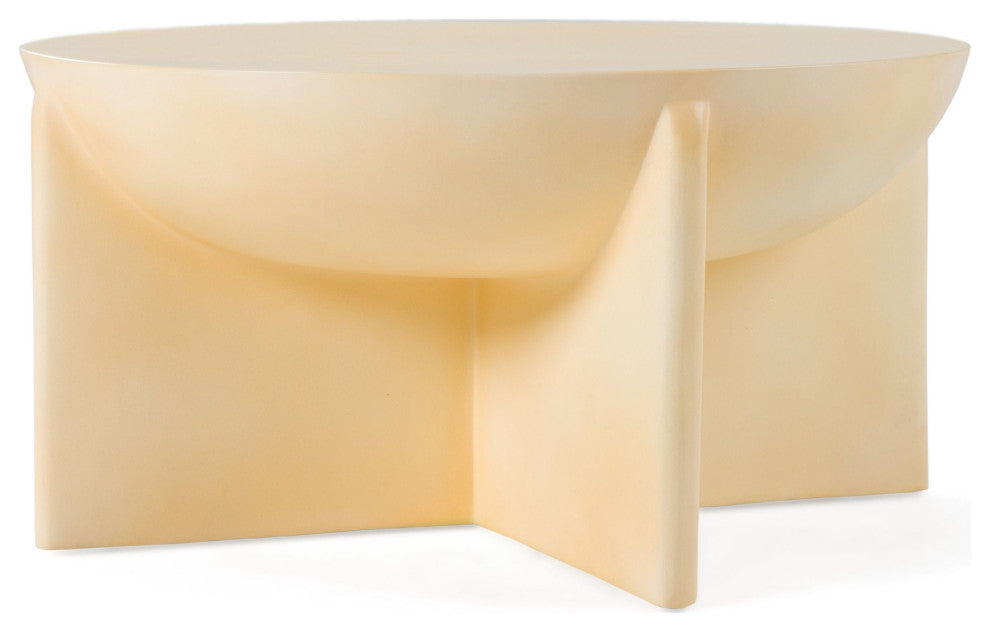 Modrest Elsa Modern Beige Concrete Round Coffee Table