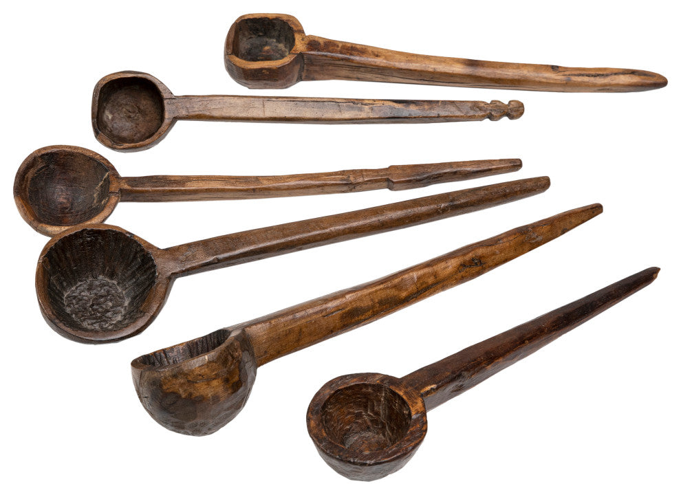 Jax Carved Large Spoon Set Varied Sizes, Set of 6