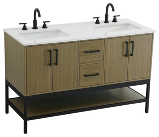 Home Living 54" Double Bathroom Vanity, Chestnut Brown
